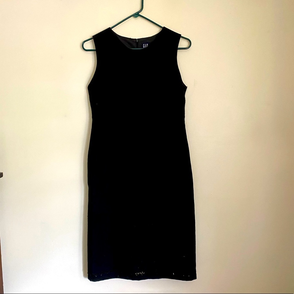 Gap black wool dress with eyelet bottom